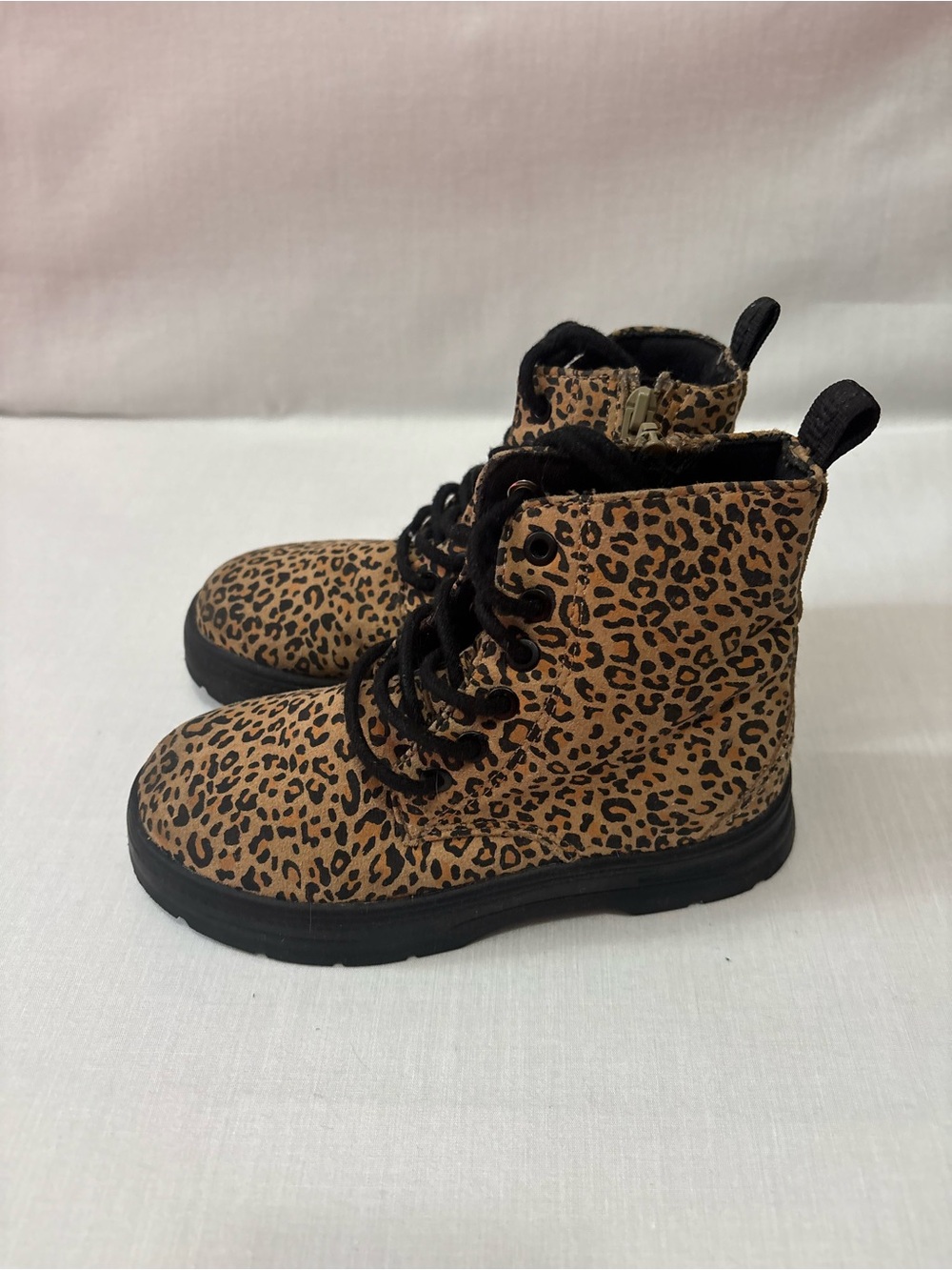 Zara Kids Leopard-Print Lace-Up Boots - Tan & Black